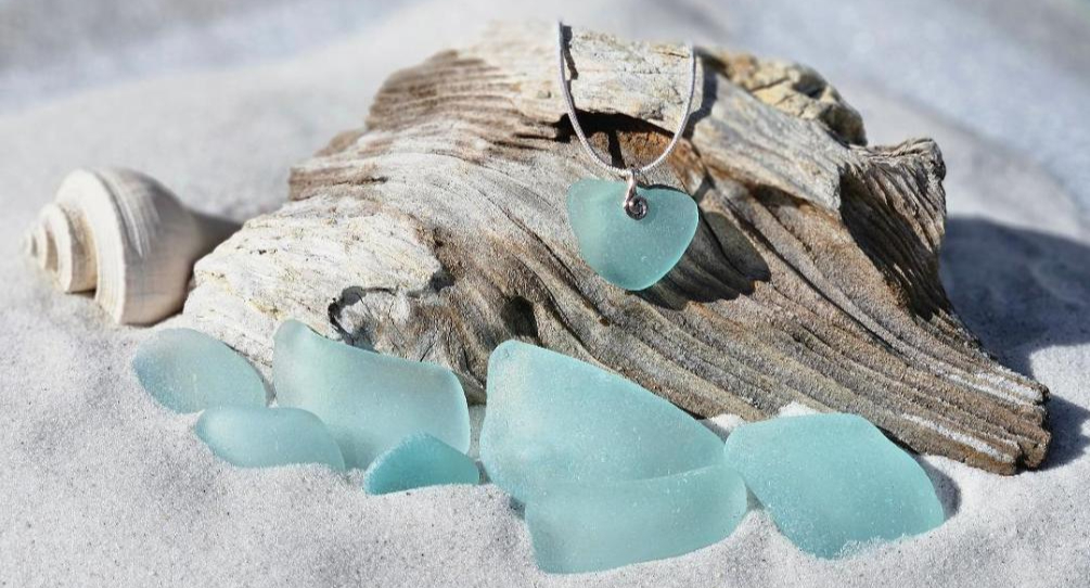 Beautiful Blue "Heart" Sea Glass Pendant - Image 2