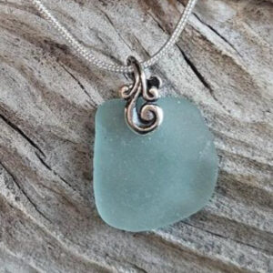 Pretty Seafoam Pendant with Swirl Bail