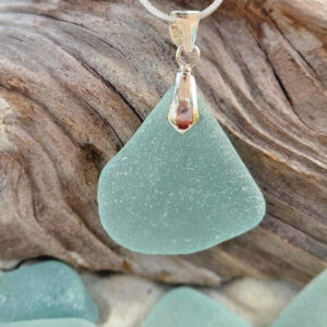 Frosty Seafoam Triangle Sea Glass Pendant