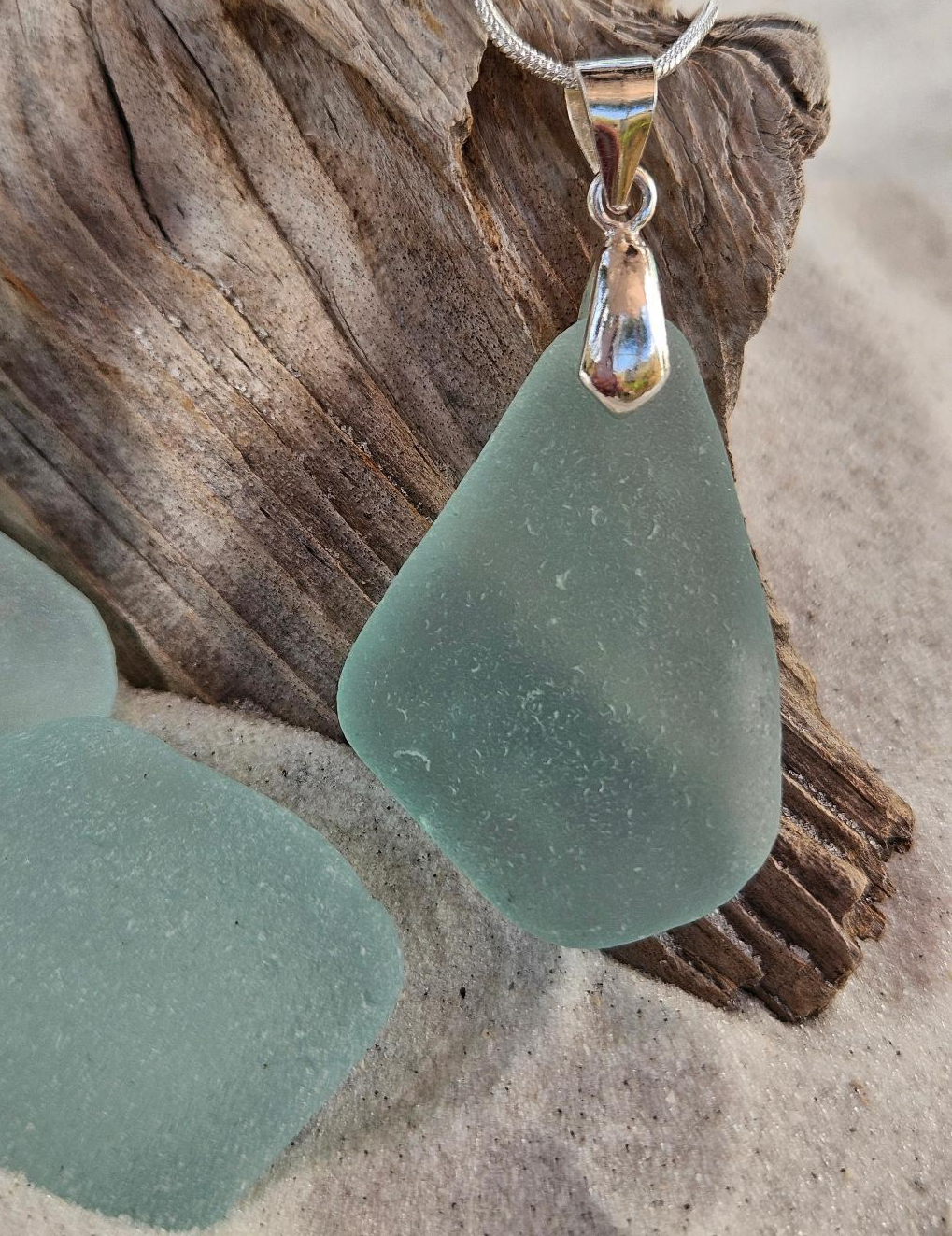 Large Seafoam Green Sea Glass Pendant