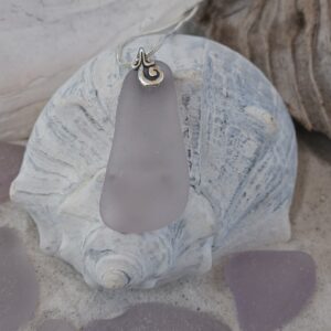 Gorgeous Long Lavender Sea Glass Pendant with Swirl Bail