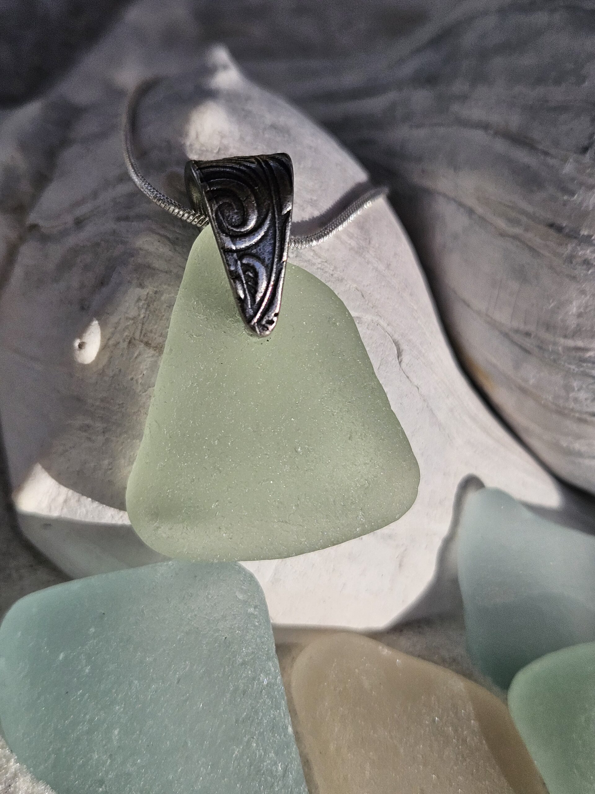 Soft Green Sea Glass Pendant - Image 3