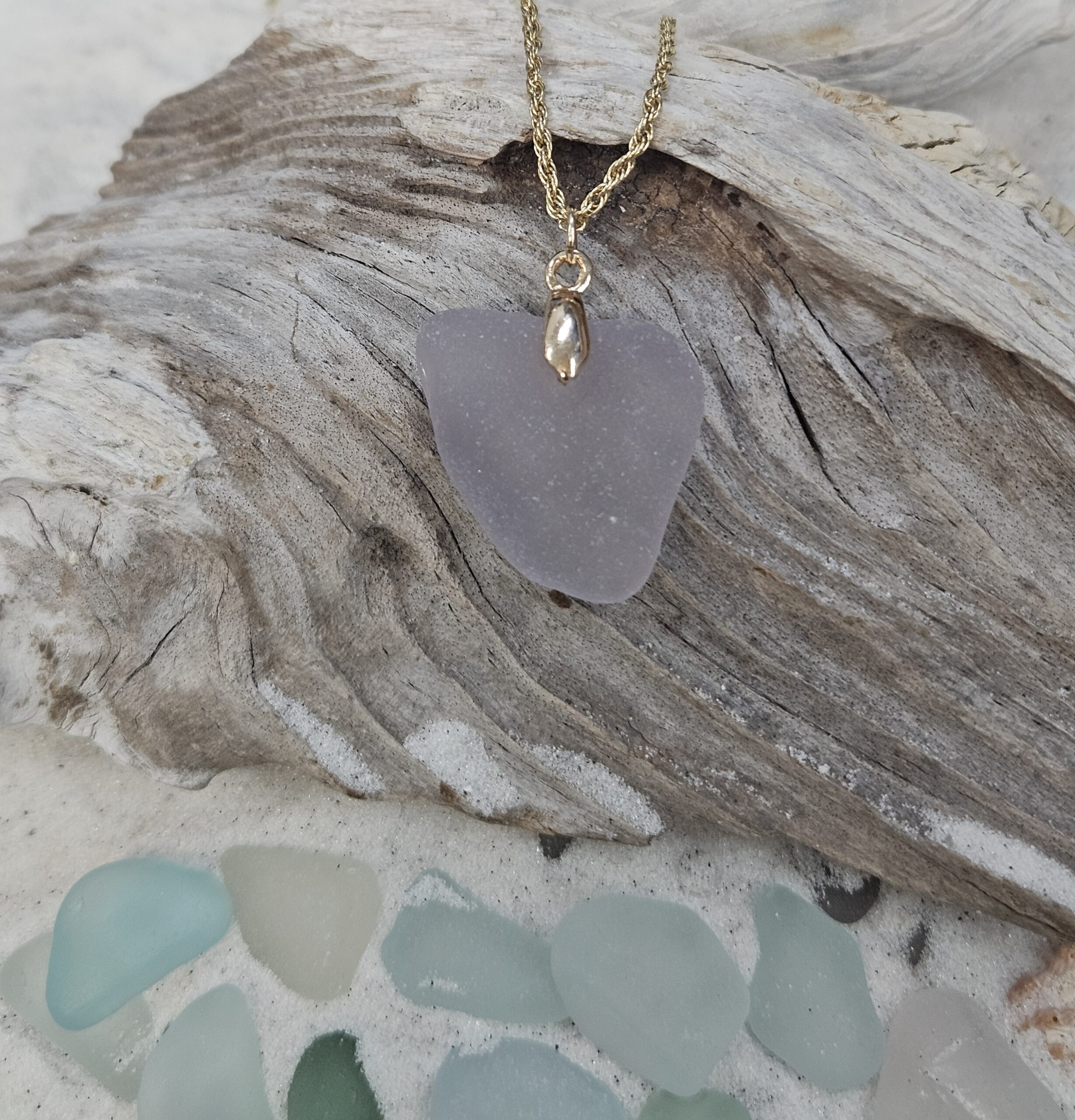 Lavender Sea Glass Pendant on14kt Gold-Filled Bail