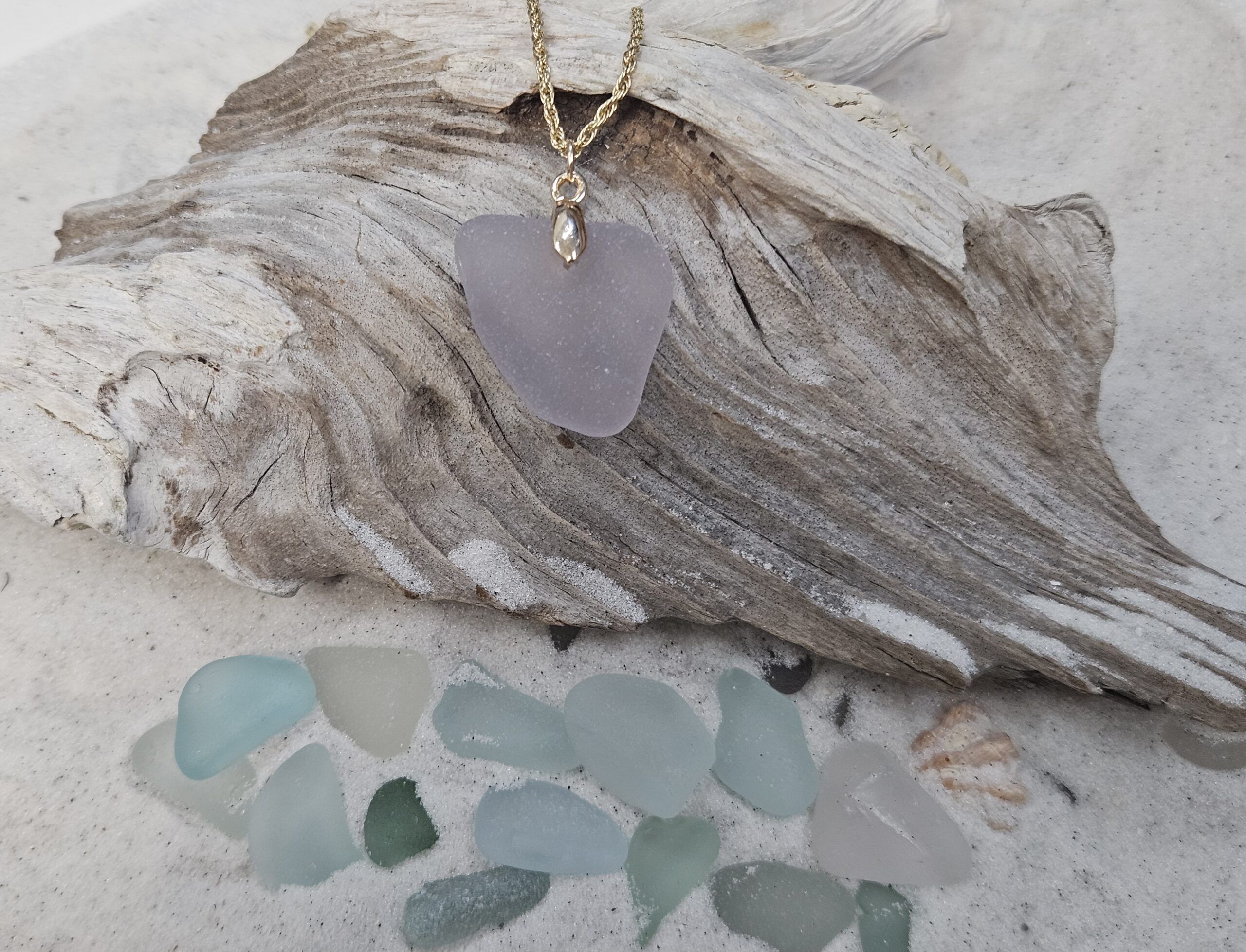 Lavender Sea Glass Pendant on14kt Gold-Filled Bail - Image 2